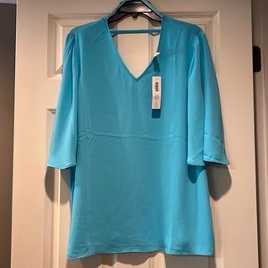 Brand NWT CHICOS BORA BORA BLUE SHORT SLEEVE BLOUSE